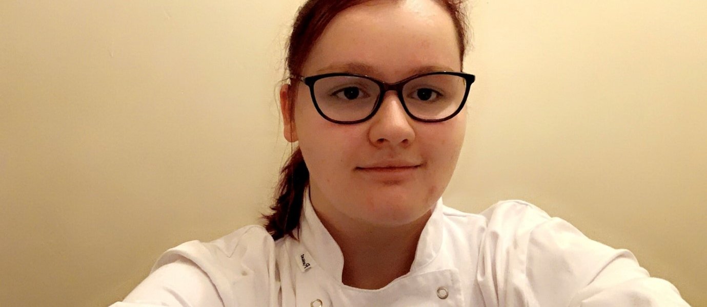 Student Jessica Steele in her chef whites.