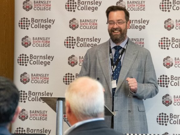 David Akeroyd, Deputy Principal for Development and Productivity at Barnsley College, speaking at the EMSI Economic Impact Briefing.