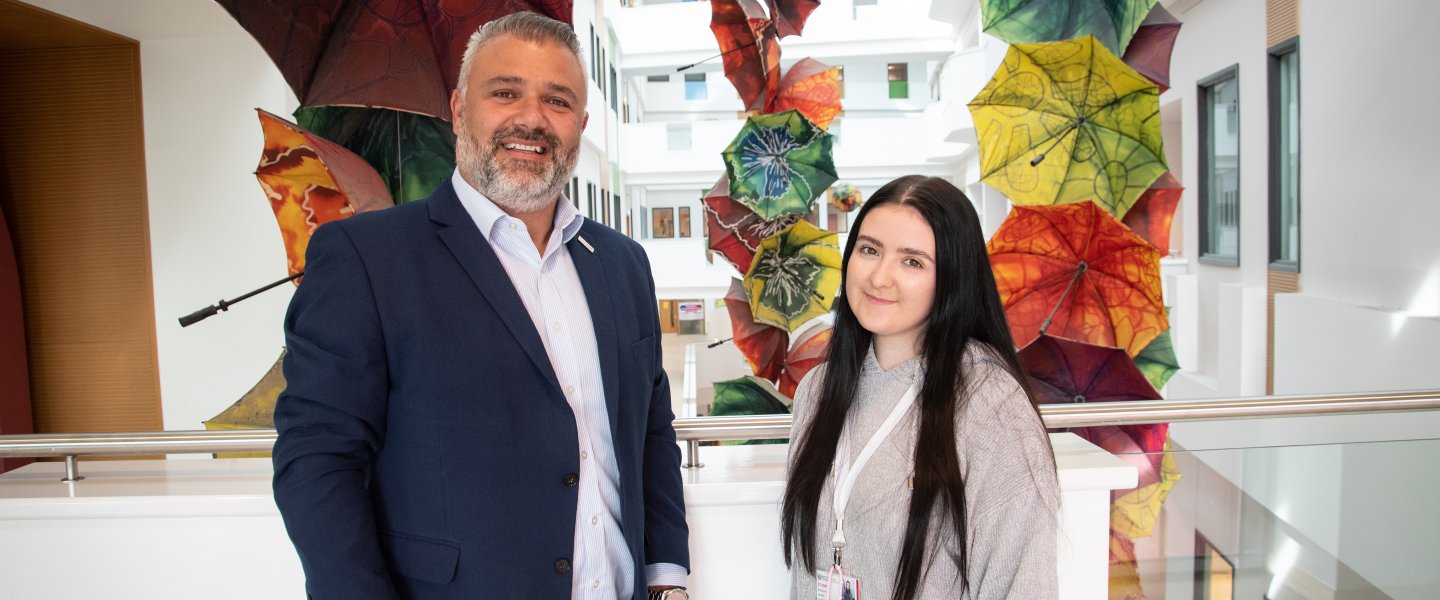 Principal Yiannis Koursis with Students' Union President, Bethanie Jacobs.