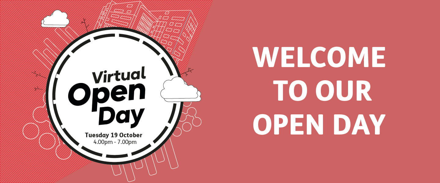 Web banner with text 'Welcome to the Virtual Open Day'
