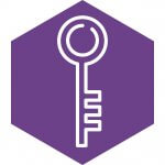 A white key on a purple background