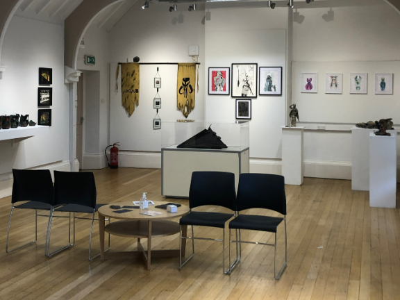 Photo of the first and second year exhibition at the Cooper Gallery.