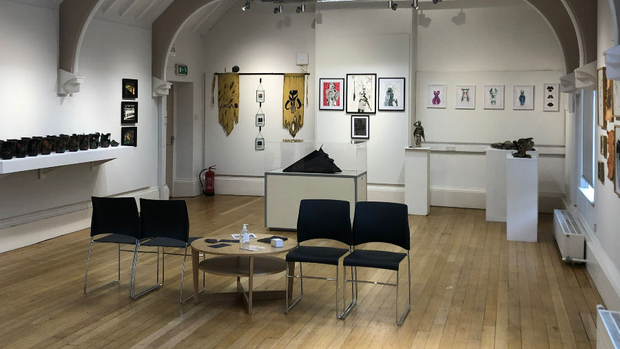 Photo of the first and second year exhibition at the Cooper Gallery.