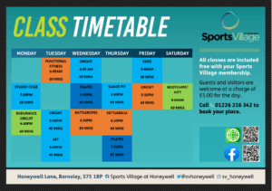 screenshot of class timetable leaflet