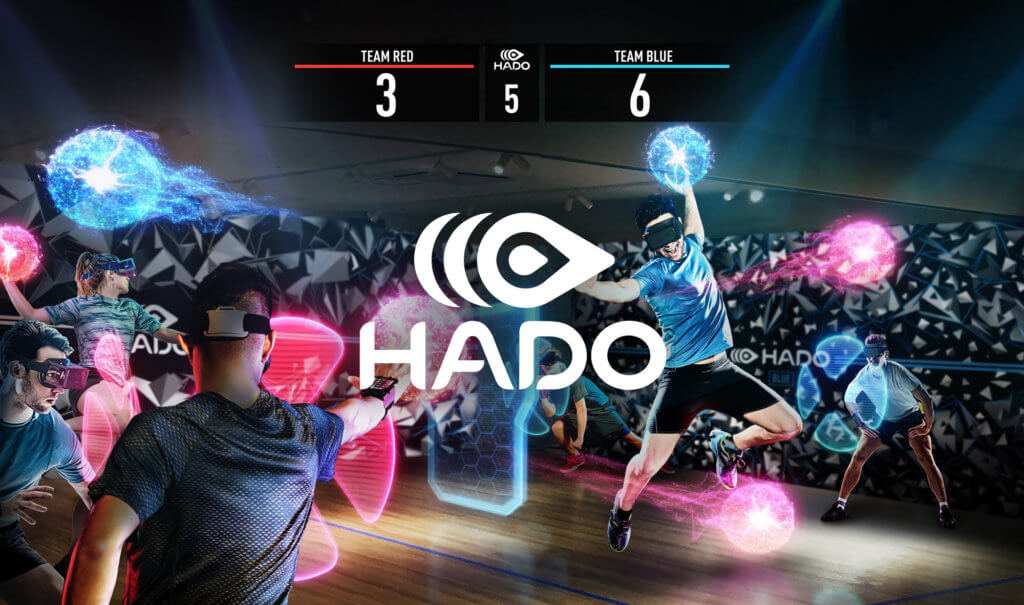 Group of people playing HADO (AR game)