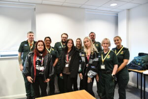 Three Health and Social Care students with seven paramedics from NHS South Yorkshire.