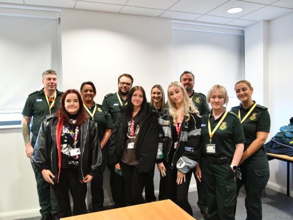 Three Health and Social Care students with seven paramedics from NHS South Yorkshire.