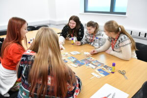 Students taking part in activities during a workshop hosted by Twinkl.