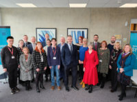 Representatives from across South Yorkshire education, local authority and business pose for a photo at the launch of the Mayor's new skills plans.