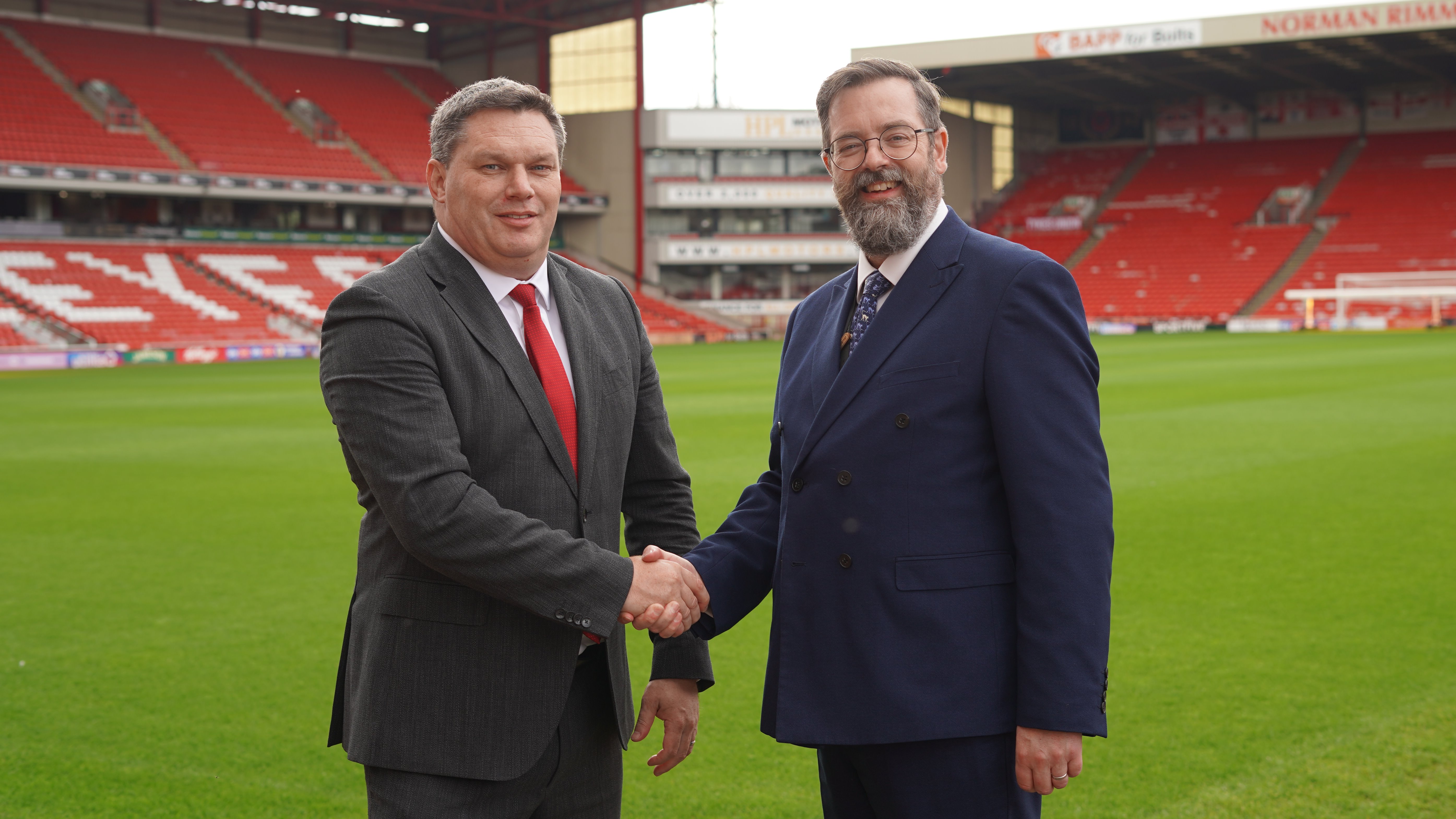 Jon Flatman and David Akeroyd at Oakwell Stadium